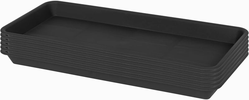 VUWEZ 6 Pack Plastic Plant Trays - Rectangular 14 inch, Indoor/Outdoor Plant Saucers with Drip Protection, Perfect for Windowsill or Planters (6.8 x 14.5'', Black) - Image 1